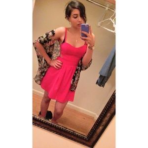 Forever 21 hot pink cut out skater dress